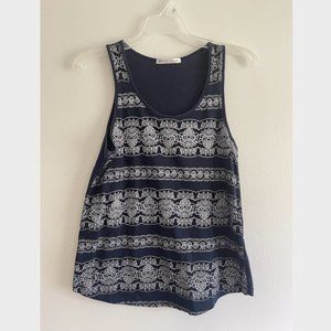 Navy Printed Tank Top - Medium